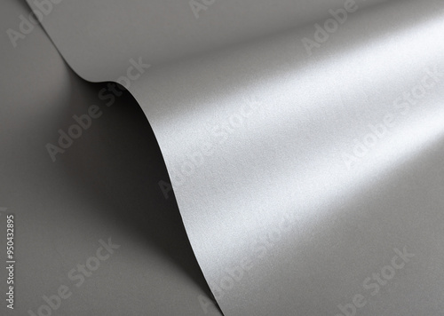 Gray shiny color paper background, smooth glowing shining silver aluminum texture, wave fold photo