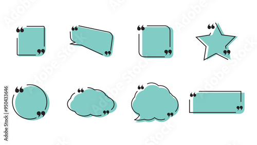 Quote text in speech bubble. Quote box icon. Blank template quote text info design boxes quotation bubble blog quotes symbols.