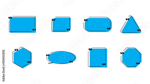 Quote text in speech bubble. Quote box icon. Blank template quote text info design boxes quotation bubble blog quotes symbols.