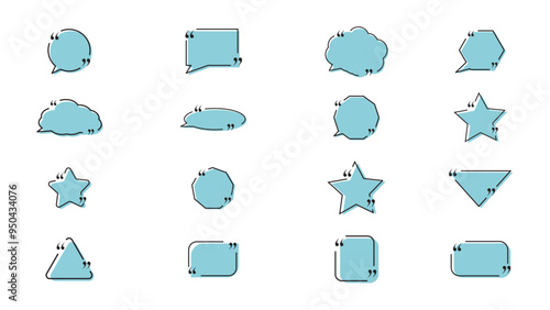 Quote box frame, big set. Quote text in speech bubble. Quote box icon.