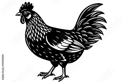 bantam chicken silhouette vector illustration