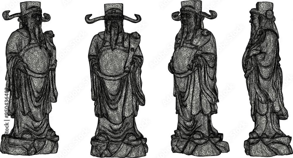 Vector sketch illustration of decorative design of a statue of a smiling god full of wisdom standing bringing happiness Vector sketch illustration of decorative design of a statue of a smiling god full of wisdom standing bringing happiness