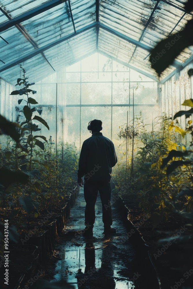 Serene Greenhouse Solitude: A Moment of Contemplation Serene Greenhouse Solitude: A Moment of Contemplation