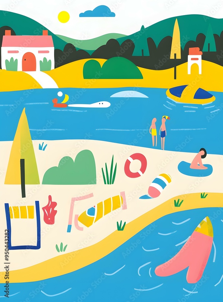 Summer Vacation with People on Beach Summer Vacation with People on Beach