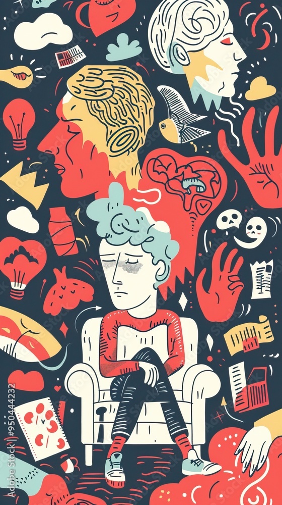 Mental health illustration set Mental health illustration set