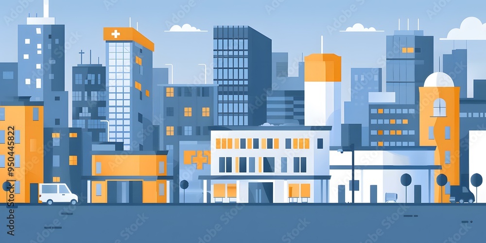 Naklejka premium Modern Cityscape Flat Design Illustration