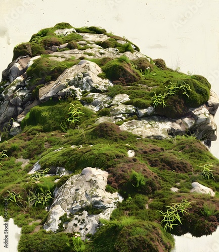 Green Moss Covered Rocks Background