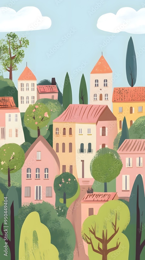 Cute Illustrated European Style Houses in the Countryside Cute Illustrated European Style Houses in the Countryside