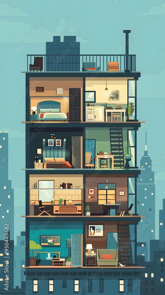Inside View of a City Apartment Building Inside View of a City Apartment Building