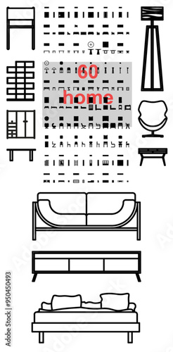 furniture design set collection home vector architecture