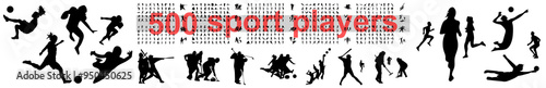 athlete vector sport player silhouette set collection