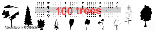 tree collection vector set collection drawing vegetation