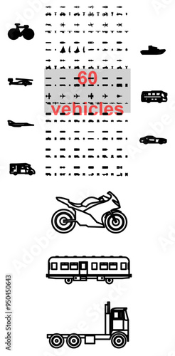 vehicle vector icon set collection transport travel