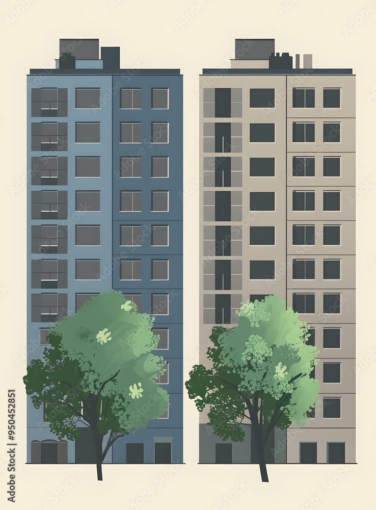 Two Buildings With Trees In Front Two Buildings With Trees In Front