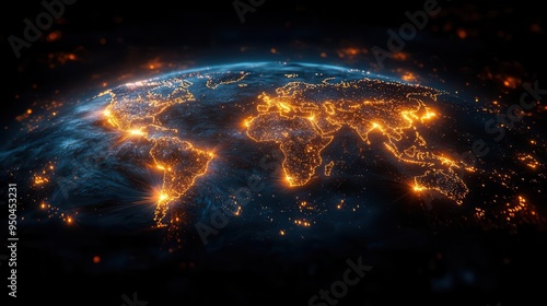 abstract visualization of global network connections glowing threads of light weaving between continents on a translucent globe symbolizing international communication and data flow