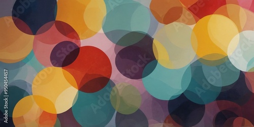 Wallpaper Mural Geometric design featuring colorful circles and dots on a multicolored background. Torontodigital.ca