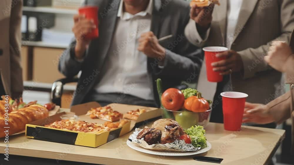 group of cheerful friends eating pizza at house party style. group of cheerful friends eating pizza at house party style.