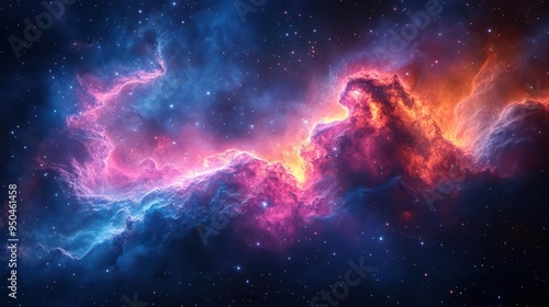 Vibrant Cosmic Nebula with Swirling Colors