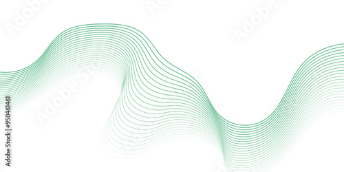 Abstract colorful green lines on a white background. Futuristic colorful blend wave lines on transparent background. Modern colorful flowing wave lines and glowing moving lines.	