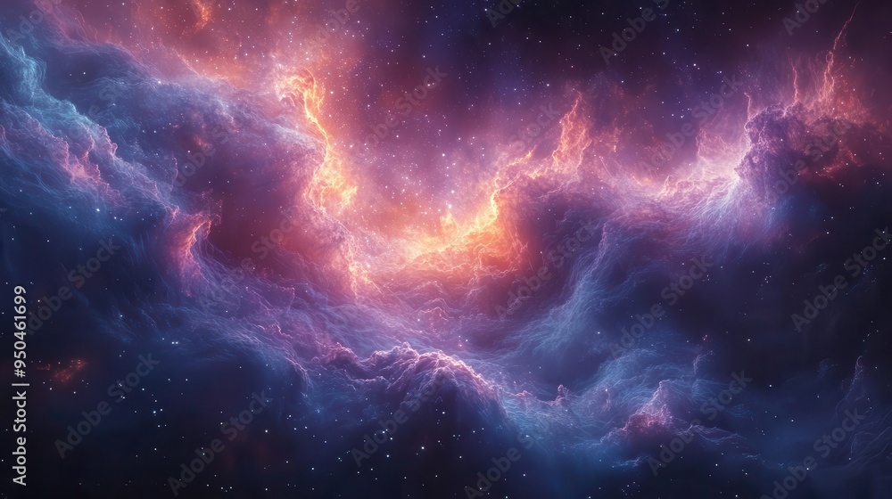 Obraz premium Vibrant Cosmic Nebula with Swirling Colors
