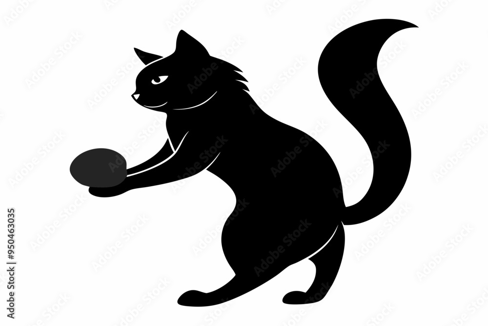 Cat playing with a ball vector silhouette, playful cat icon vector
Cat playing with a ball vector silhouette, playful cat icon vector