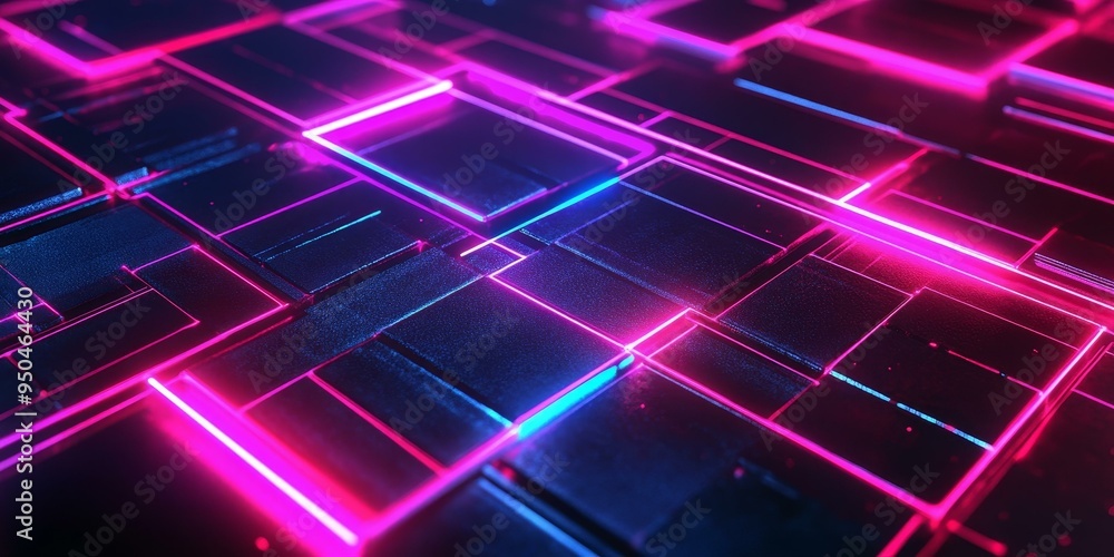 Obraz premium Pink and blue neon lights on a textured surface.