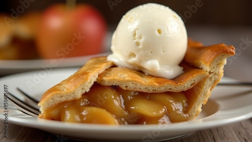 Delicious Homemade Apple Pie with Vanilla Ice Cream