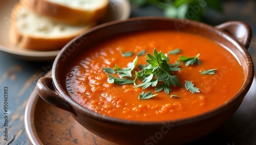 Comforting Tomato Soup with Crusty Bread