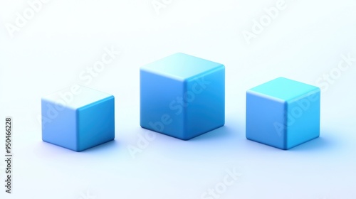 Three Blue Cubes on a White Background