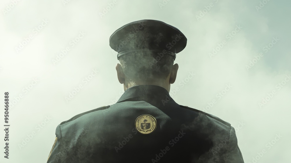 Stoic Military Officer Gazing Into the Distance Stoic Military Officer Gazing Into the Distance
