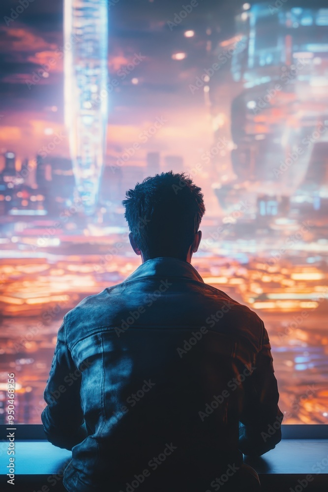 Captivating View of a Bustling Futuristic City at Night Captivating View of a Bustling Futuristic City at Night