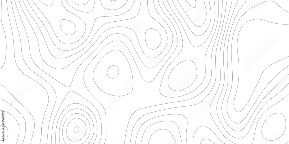 Background of the topographic map with geometric lines, The black on white contours topography stylized map of geography with lines, Geographic mountain relief contour map.
