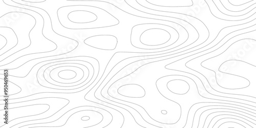 Modern and curved abstract geometric line background, The black on white contours topography stylized map of geography with lines, Geographic mountain relief contour map.