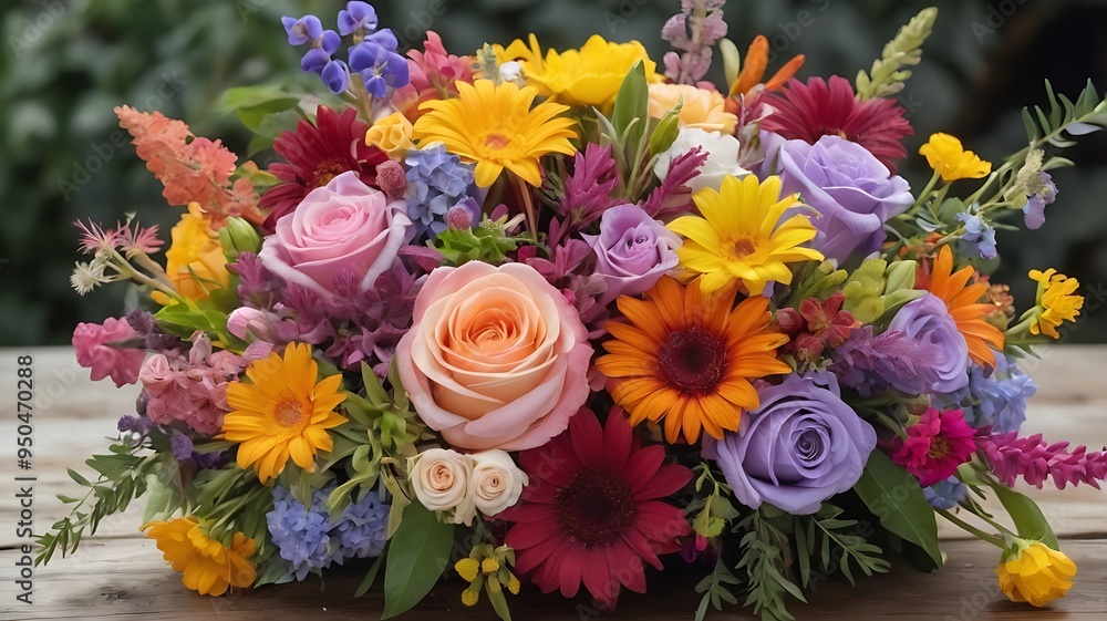 A bouquet of beautiful flowers with lots of colors
A bouquet of beautiful flowers with lots of colors