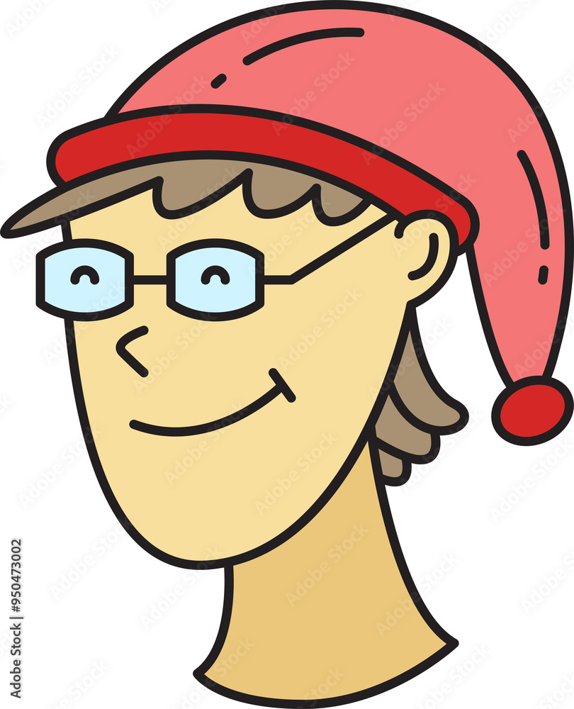 man character with Santa hat illustration man character with Santa hat illustration