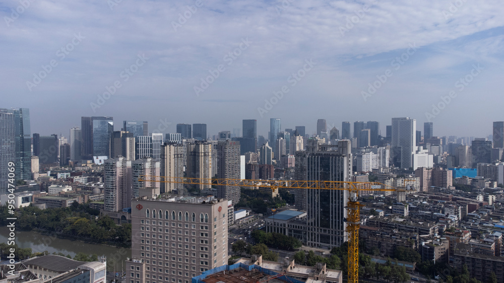 aerial view of buildings in the modern city of Chengdu China aerial view of buildings in the modern city of Chengdu China