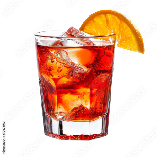 Classic Campari Cocktail with Orange - Isolated on White