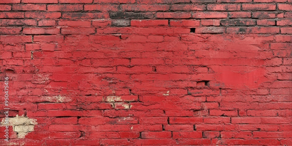 Obraz premium A red brick wall with some missing bricks.