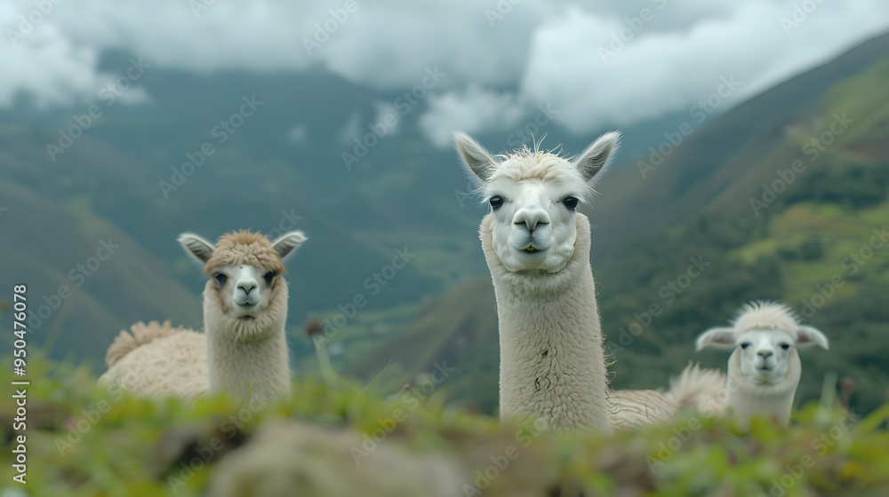 Fototapeta premium llama in the mountains