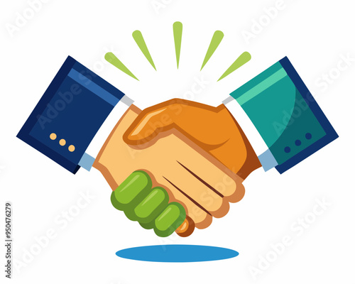 Handshake vector icon illustration, shaking hand color graphics on white background