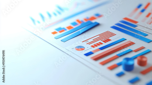 Close-up of financial charts and graphs on a desk, representing business analysis and data visualization.