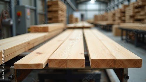 Precision Crafting Wooden Planks on Factory Production Line