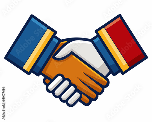 Handshake vector icon illustration, shaking hand color graphics on white background