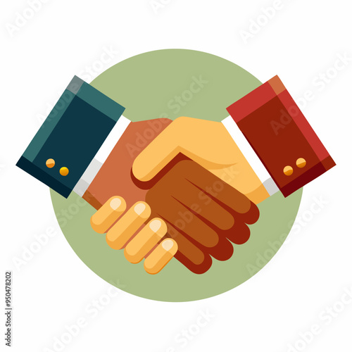 Handshake vector icon illustration, shaking hand color graphics on white background