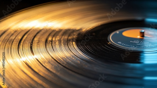 Italian Melodies: Close-up of a Vintage Vinyl Record with Romantic Soft Italian Music Against Neutral Background