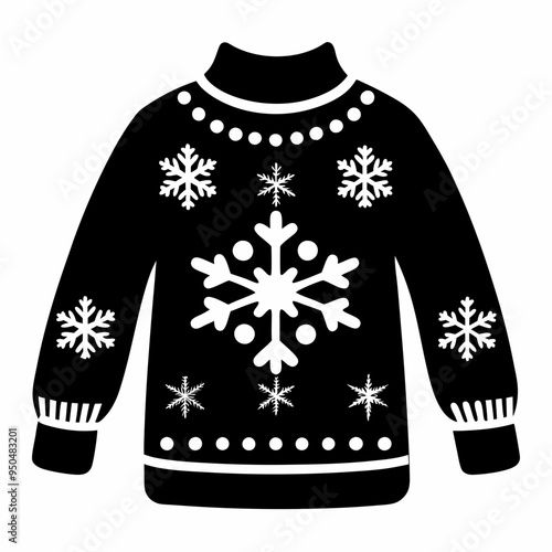 Christmas Sweater silhouette vector, Christmas ugly sweater Clipart

