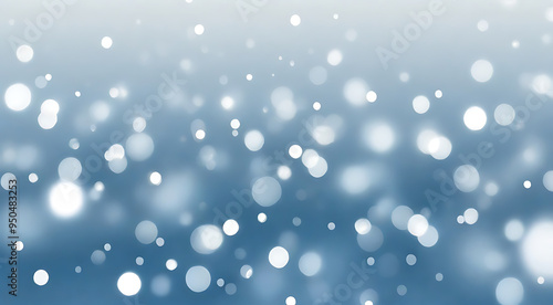 A minimalist bokeh design with small, softly glowing light spots in shades of white and silver, set against a plain light blue background, conveying a sense of purity and simplicity.