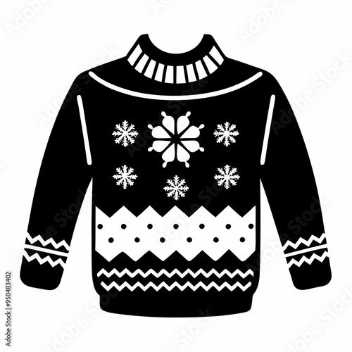 Christmas Sweater silhouette vector, Christmas ugly sweater Clipart

