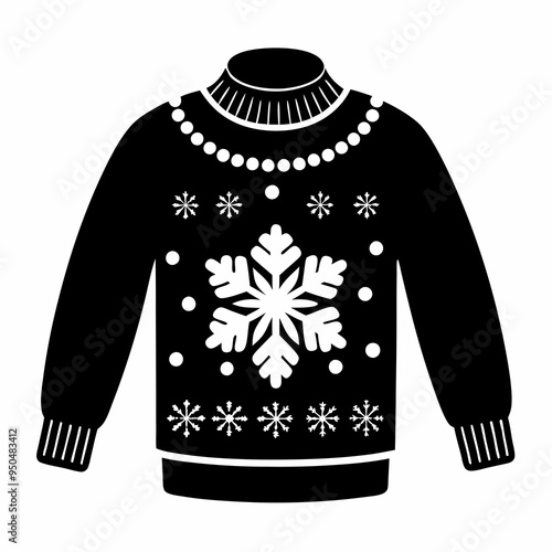 Christmas Sweater silhouette vector, Christmas ugly sweater Clipart

