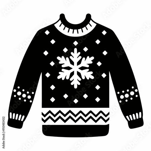 Christmas Sweater silhouette vector, Christmas ugly sweater Clipart


